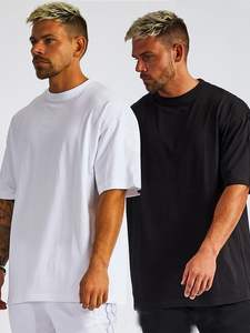 เสื้อยืดคอกลมสีขาวดำแขนสั้นสำหรับผู้ชายเสื้อยืดผลิตตามสั่ง - Product Image 2