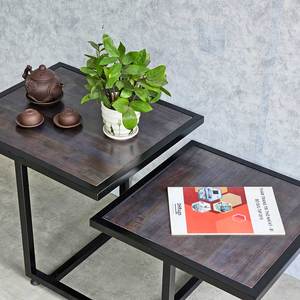 Modern Two-Tiered Nesting Sofa <b>Table</b> 104x50x45cm Convertible Wooden Top Iron Frame Durable Living Room Furniture for Entry Use - Product Image 6