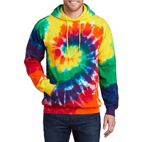 Sweat à capuche pour homme en polaire 100% polyester de haute qualité, coupe classique, avec poche, tie-dye, logo personnalisé brodé sur le devant