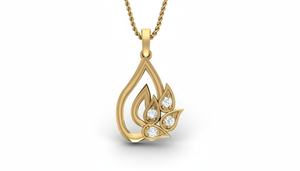 Women's 14K Gold & Natural Dainty Gold Leaf Motif Diamond Pendant - Product Image 4