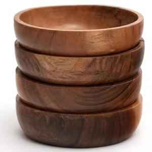 ชามไม้ที่ทำด้วยมือเรียบธรรมชาติเสร็จเหมาะสำหรับห้องครัวที่ให้บริการสลัดผลไม้จัดแสดงและตกแต่งบ้านอย่างหรูหรา - Product Image 2