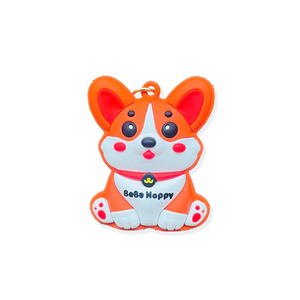 Llavero Personalizado de Goma 3D Ecológico, Duradero, No Tóxico, Impreso Digitalmente, con Diseño Kawaii de Corgi, Grabado en Relieve, Hecho en Vietnam - Product Image 1