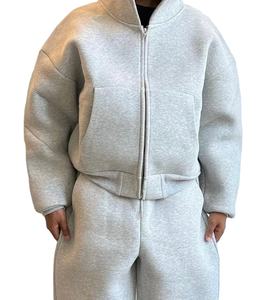 PRO ENTERPRISES Ensemble de survêtement surdimensionné décontracté d'hiver pour hommes 100% polyester tricoté 500gsm lourd OEM Logo personnalisé avant - Product Image 2