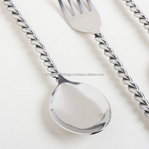 High Quality Hand made Cutlery Silver and Rose Gold Twirl 4 Piece <b>Flatware</b> <b>Set</b> For Wedding - Product Image 6