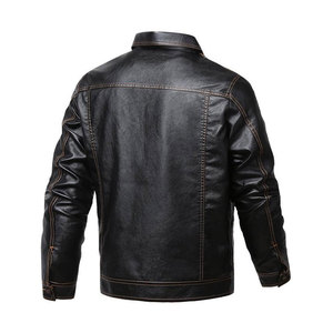แจ็กเก็ตหนังสำหรับผู้ชายเสื้อแจ็กเก็ตหนังสำหรับผู้ชายสีทึบสั่งติดฉลากได้ตามต้องการ - Product Image 2