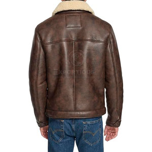 Veste en cuir et fourrure avec logo personnalisé sur le devant, marque privée, écologique, respirante, veste d'hiver pour homme, taille adulte - Product Image 3