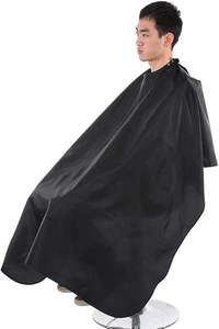 Capa de peluquero de salón, capa de corte de pelo negro, capa de peluquería de peluquero de salón antiestático, herramienta de delantal impermeable de tela para adultos - Product Image 4