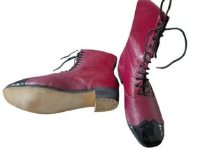 Botas de plataforma rosas con cordones, estilo de reproducción, calzado de baile de caña alta para práctica en escenario - Product Image 3