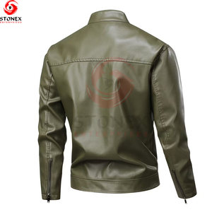 New High Quality <b>Leather</b> <b>Jacket</b> for Men Vintage Style Waterproof Zipper Closure <b>Winter</b> Wear - Product Image 2