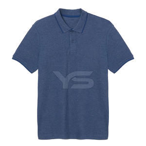Polo de tela mixta de algodón LICRA informal para hombre, camiseta transpirable, patrón sólido con logotipo personalizado, Polo de golf - Product Image 1