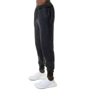 Pantalons de jogging empilés délavés à l'acide personnalisés pour hommes, devant plat, vêtements de rue avec taille élastique moyenne, service OEM en gros - Product Image 2