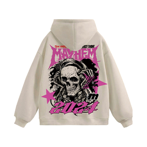 Manufacturer Custom <b>Men's</b> <b>Pink</b> Winter Tracksuit Distressed Embroidery Zip Sun Faded Acid Wash 3D Hoodie Sweatpants Set - Product Image 2