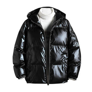 Chaqueta acolchada con cuello levantado de poliéster 100% para hombre, manga larga brillante, estilo de invierno, nueva versión de calle alta - Product Image 1