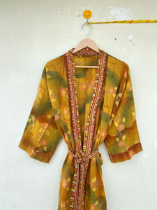Festival Seda Kimono Robe Vintage Indio Unisex Bata - Product Image 2