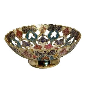 ชามผลไม้ทำจากทองเหลืองทรงกลมที่มีการแกะสลักที่สวยงามหลากสีและขัดเงาสำหรับใช้ในครัว - Product Image 2