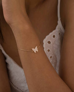 Butterfly shape lab grown diamond bracelet for women in <b>gold</b> <b>rose</b> <b>gold</b> white <b>gold</b> silver IGI certified DEF stones - Product Image 6