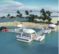 Plateforme aquatique gonflable géante commerciale, piscine flottante gonflable, quai de yacht, île flottante avec tente
