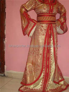 ชุดแต่งงานมุสลิมแบบอินโดนีเซียชุดคาฟตันสองชิ้นพร้อมผ้าพิมพ์ลายและลูกไม้พร้อมเข็มขัด - Product Image 2