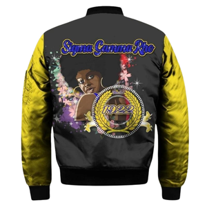 Sgrho Sigma แจ็กเก็ตสตรีแบบปัก1922สีทองสีน้ำเงินเข้มผ้าซาตินสีทอง - Product Image 2