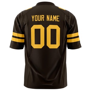 Maillot de football américain personnalisé noir et or en polyester, uniforme d'équipe par sublimation, respirant, avec nom et numéro, fournisseur OEM - Product Image 3