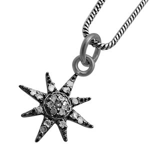 Colgante encantador en forma de estrella delicada con rodio negro elaborado a partir de Plata de Ley 925 conjunto pavimentado colgante bohemio en forma de estrella de diamante - Product Image 3