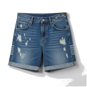 Elegantes Pantalones Cortos Vaqueros para Hombre, Estilo Utilitario, con Bolsillos Funcionales y Ajuste Cómodo - Product Image 1