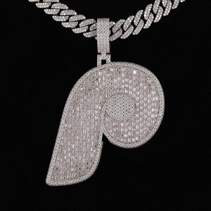 Luxueux diamant Moissanite plaqué rhodium en argent sterling 925 personnalisable style hip-hop glacé pendentif pour homme - Product Image 1