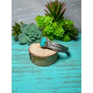 Navajo Handmade Kingman Turquoise & Sterling <b>Silver</b> <b>Cuff</b> <b>Bracelet</b> Cultural Collectible Jewelry - Product Image 3