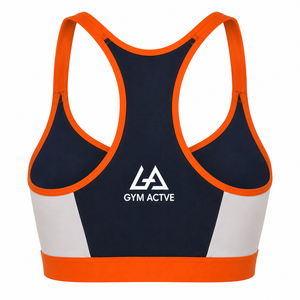 Gym Active Women's Zip Front Sports Bra High Support Color Blocking <b>Racerback</b> Spandex/Polyester Yoga Fitness Activewear <b>Top</b> 220g - Product Image 6