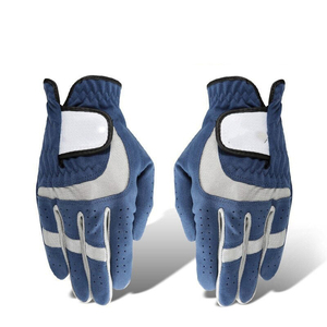 Venta al por mayor de guantes de golf de diseño personalizado para mujer, guantes deportivos antideslizantes transpirables de fibra suave azul para izquierda y derecha - Product Image 5