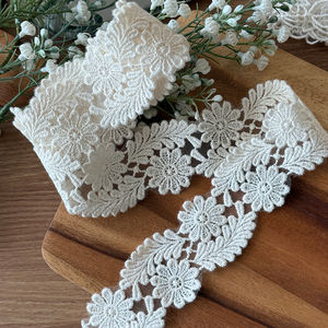 Encaje de tul coreano floral de 4 cm con ribete de encaje de algodón bordado, ancho, para decoración de bodas DIY, reciclaje y decoración del hogar, 1.57 pulgadas - Product Image 1