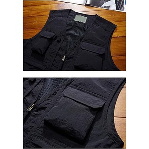OEM 2025 multi-poches séchage rapide hommes utilitaire travail Cargo gilet voyage noir maille utilitaire coupe-vent extérieur pêche hommes gilet - Product Image 4