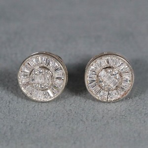 Pendientes de Oro Blanco de 14 Quilates con Diamantes de Corte Baguette Cónicos Creados en Laboratorio para Mujer con Claridad VVS - Product Image 1