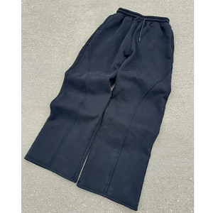 Pantalones acampanados informales elásticos con cordón a rayas desteñidas al sol personalizados a la moda para hombre, pantalones atléticos de algodón 100% de lana de gran tamaño - Product Image 6