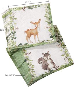 Patrón personalizado Woodland Baby Shower cena gruesa servilletas de papel decorativas para ventas negocio promoción memoria - Product Image 2