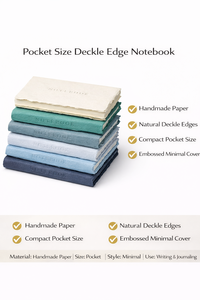 Carnet de notes artisanal en papier fait main, relié en spirale, couverture en tissu, bord festonné, format de poche, embossé, minimaliste, pour notes, cadeaux - Product Image 6