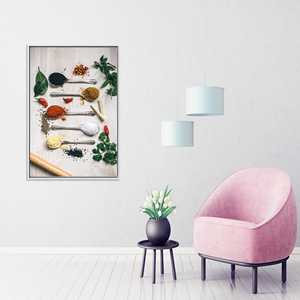 Impression d'herbes et d'épices de cuisine modernes : élégante décoration murale sur toile, toile encadrée blanche - Product Image 1