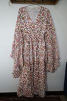 Vestido de Verano de Algodón Indio para Mujer, Manga Larga, Estampado Floral, Ecológico, con Botones, Casual, Dulce, para Cumpleaños, Largo hasta el Suelo, para Playa