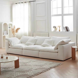 Modern Three Seat Cloud <b>Sofa</b> Living Room <b>Cream</b> Wind Cotton Linen Small Household Can Disassemble Wash Fabric Apartment Mall <b>Sofa</b> - Product Image 2