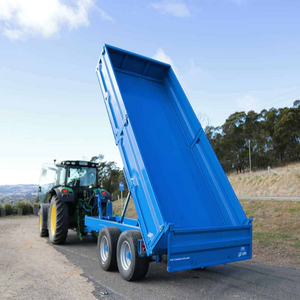 Green Steel Hydraulic Tipping Dump <b>Trailer</b> <b>Farm</b> Equipment Heavy Duty 4 Wheel Design Pump High Safety Level - Product Image 2
