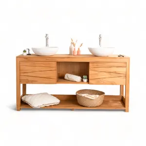 Tocador moderno, muebles de baño, tocador de suelo, mueble para muebles de Hotel, baño de teca, lavabo doble, tocador de 160 cm