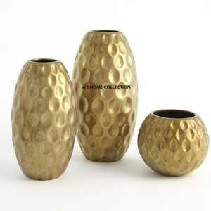 Grand vase à fleurs en bois brun avec branche en métal doré, décoration élégante pour le salon, style côtier pour anniversaire - Product Image 4