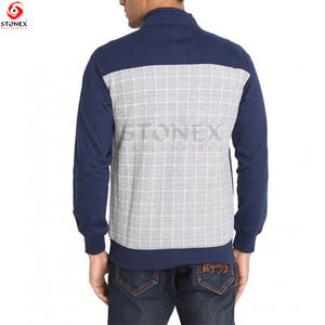 เสื้อสเวตเตอร์ผ้าคอตตอนสำหรับผู้ชายเสื้อสเวตเชิ้ตสีน้ำเงินเข้มแบบผลิตจากปากีสถาน - Product Image 2