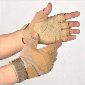 Gants de sécurité d'extérieur à demi-doigts Gants d'entraînement tactiques en cuir et coton pour l'alpinisme, le fitness, le sport et le cyclisme - Product Image 2
