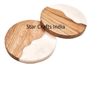 Nuevos posavasos de té de madera de acacia y mármol redondos personalizados para latas de cerveza Bar gafas esteras y almohadillas posavasos manteles individuales - Product Image 2