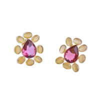 Anting-anting gantung geometris klasik kuningan alami imut dengan kristal, lapisan emas 18K, desain unik, hadiah