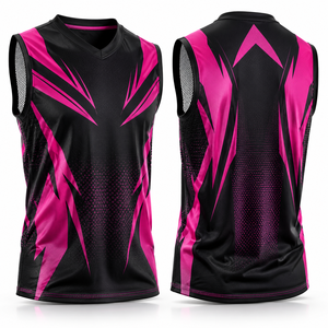 เสื้อกล้ามวอลเลย์บอลผู้ชาย HIKE IMPEX สีดำชมพู ทรงสปอร์ต ผ้าตาข่าย ระบายอากาศ แห้งเร็ว ผลิตจากโพลีเอสเตอร์ 100% เหมาะสำหรับการฝึกซ้อมเป็นทีม รับผลิตแบบ ODM - Product Image 1