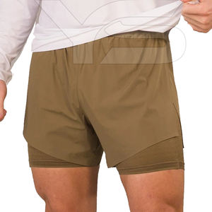 กางเกงขาสั้นผ้าฝ้ายสองชั้นสำหรับไปยิมกางเกงขาสั้นสุดฮอตสไตล์สตรีทเอวยางยืดกางเกงขาสั้นผ้าใยสังเคราะห์ย้อมสีเรียบ - Product Image 4