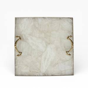 Handcrafted Oval Blue Agate Stone Tray with Natural <b>Crystal</b> Layers and Antique Finish Border for Luxury Table Decor - Product Image 2