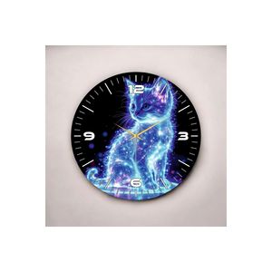 50cm Silent Wooden <b>Table</b> Wall <b>Clock</b> with Space Cat Print Pattern Colorful Gift Idea - Product Image 4